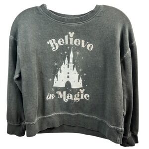 Disney Gray Graphic Sweatshirt Juniors 9/10 M Castle Believe in Magic Theme Park